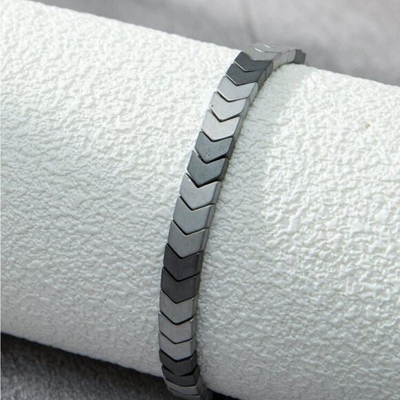 Black Agate Splicing Design Adjustable Retro Style Bracelet - Picture 2 of 9